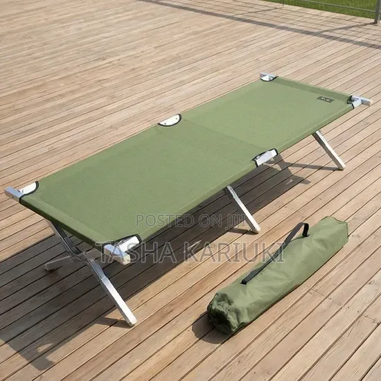Jungle Green and Navy Blue Camping Bed