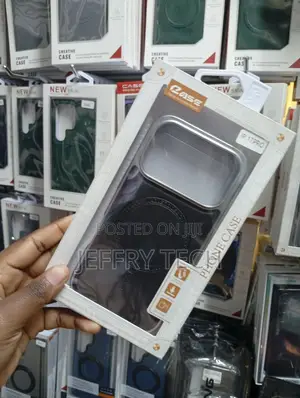 iPhone 17 Pro Black Leather Magnetic Wireless Charger Phone Case