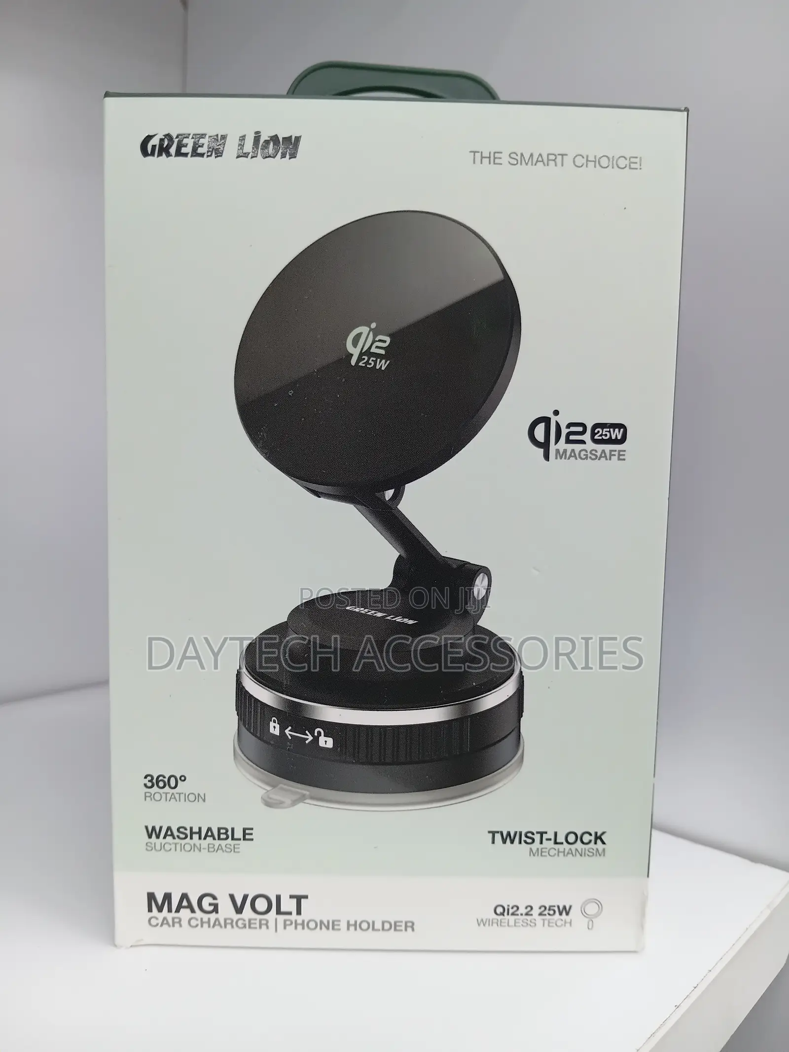 Green Lion Mag Volt Magnetic Wireless Car Charger Phone Holder