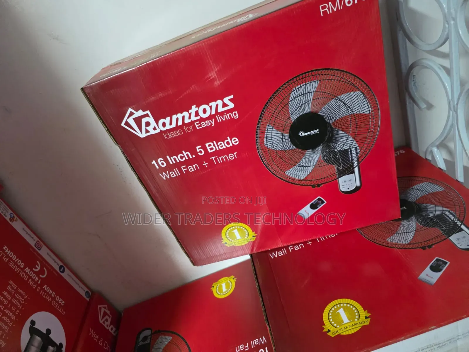 RM/676 Ramtons 16 Inches Wall Fan 5 Blades With Remote