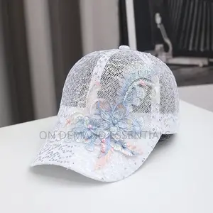*New Summer Lace Baseball Cap Mesh Embroidered Flowers Sunscreen Hat