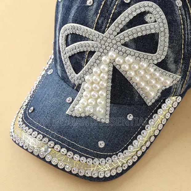 Bow Pearl Diamond Denim Baseball Cap - thumbnail 9