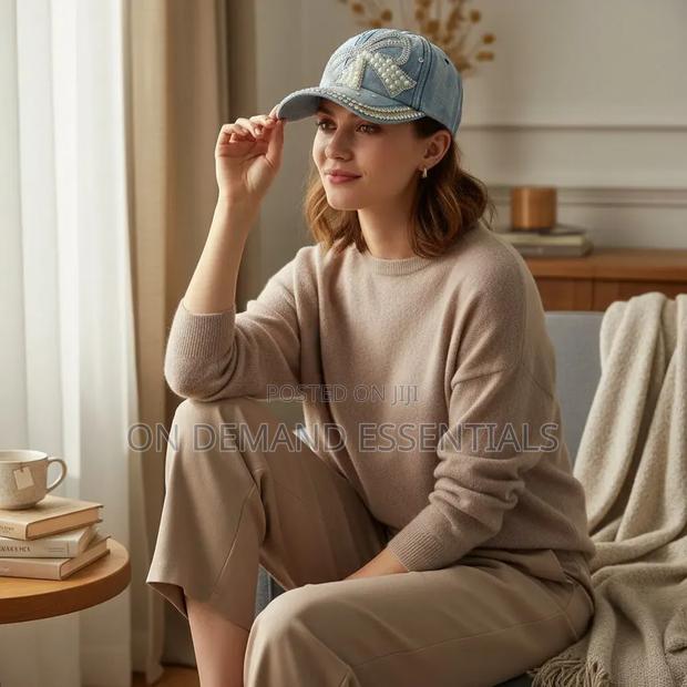 Bow Pearl Diamond Denim Baseball Cap - thumbnail 10