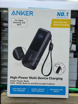 Anker 25,000mAh Portable PHONE Power Bank 165W Output 3 USB-C Ports