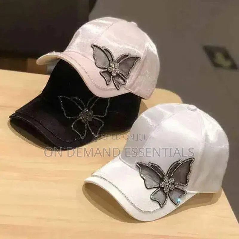 Shiny Rhinestone Butterfly Embroidery Women Baseball Cap