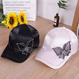 Shiny Rhinestone Butterfly Embroidery Women Baseball Cap