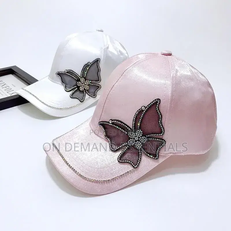 Shiny Rhinestone Butterfly Embroidery Women Baseball Cap