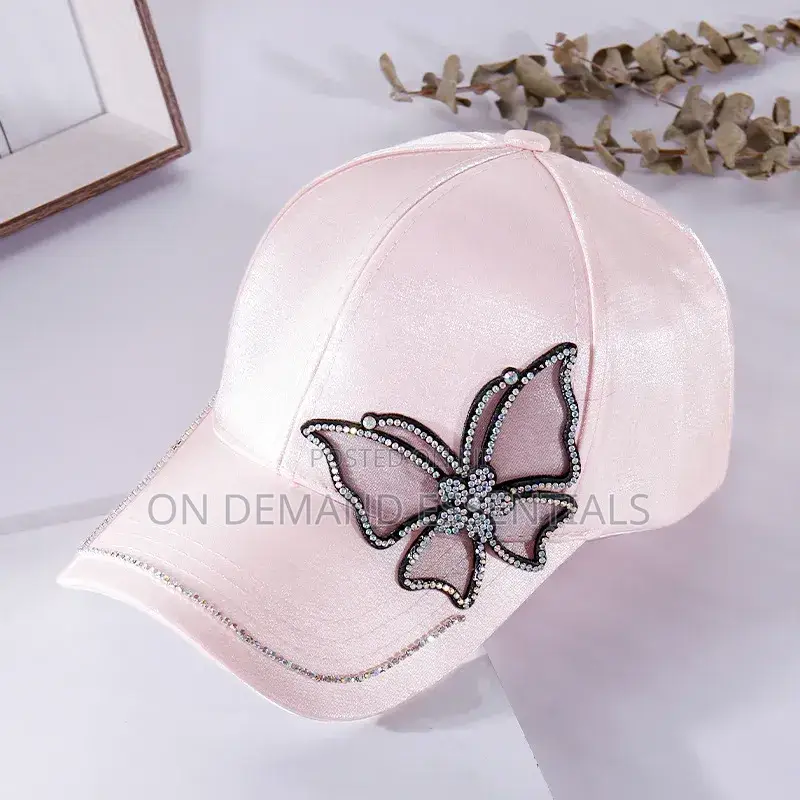 Shiny Rhinestone Butterfly Embroidery Women Baseball Cap
