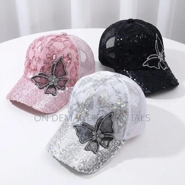 Fashion Mesh Women's Baseball Cap Breathable Black Rhinestone Sun Hat