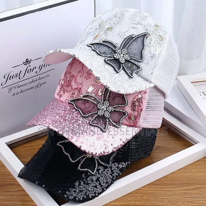 Fashion Mesh Women's Baseball Cap Breathable Black Rhinestone Sun Hat