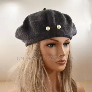 Pearl Beanie Hat Women's Autumn/Winter Wool Flannel Hat