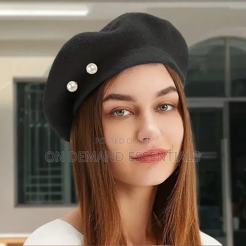 Pearl Beanie Hat Women's Autumn/Winter Wool Flannel Hat