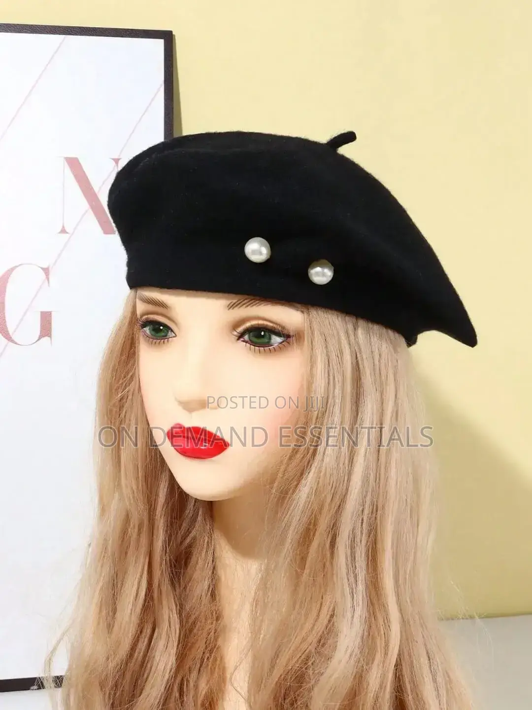 Pearl Beanie Hat Women's Autumn/Winter Wool Flannel Hat