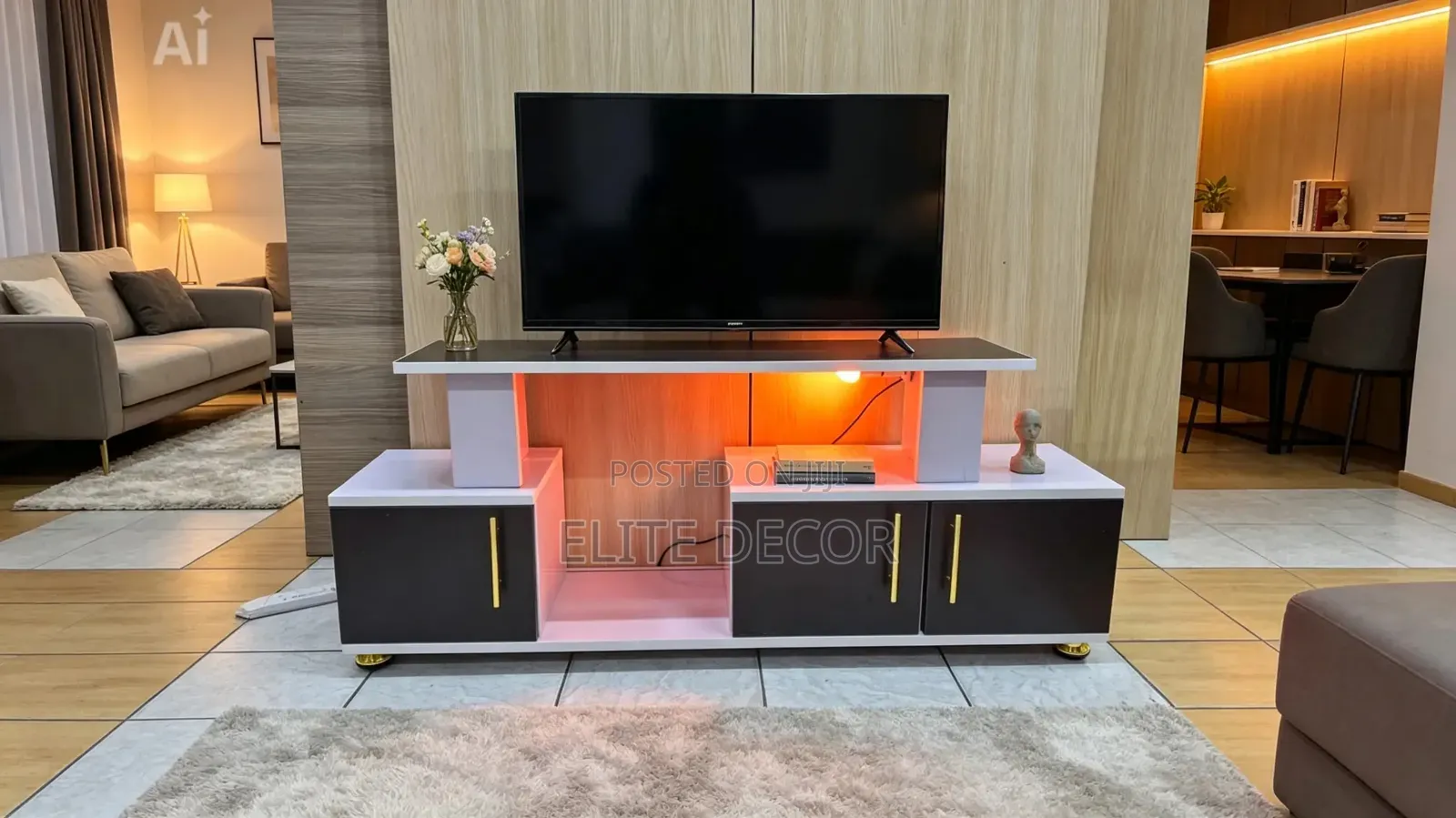 Istanbul 2 Modern TV Stand With LED Lights – Luxury Entertainment Unit