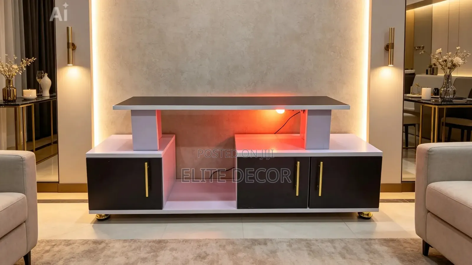 Istanbul 2 Modern TV Stand With LED Lights – Luxury Entertainment Unit
