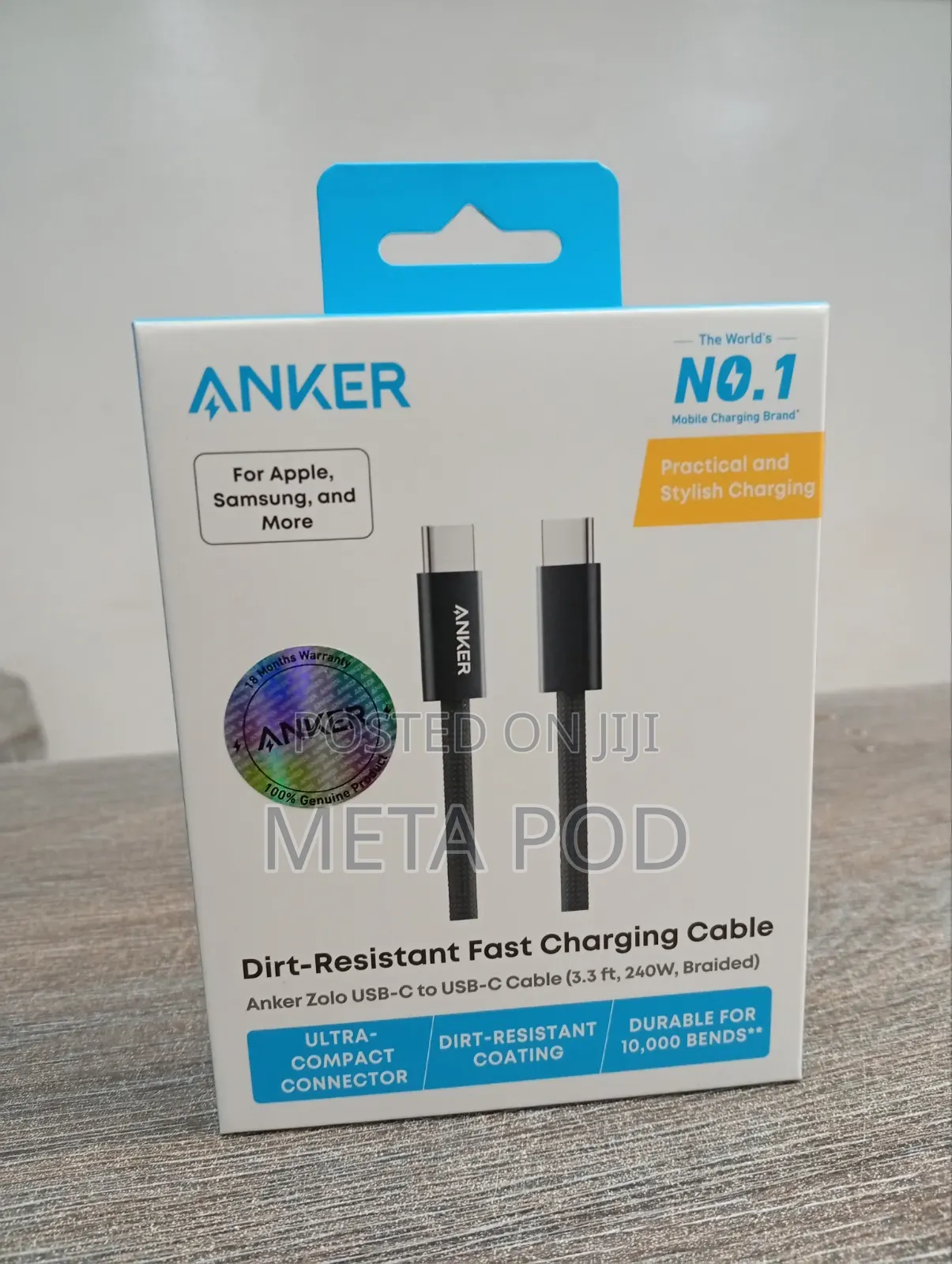 Anker Zolo USB-C to USB-C Cable(3.3ft,240W, Braided)