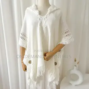 Women Knitted Hooded Shawl Herringbone Pattern Spring Autumn Winter