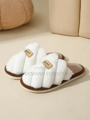 Flat Heel Home Cotton Slippers Women Pink Soft Fluffy Warm Fur