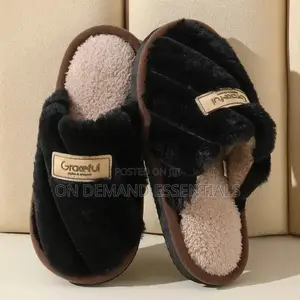 Flat Heel Home Cotton Slippers Women Pink Soft Fluffy Warm Fur