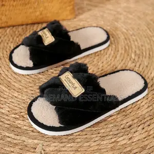 1Pair Casual Open Toe Fluffy Slippers Soft Sole Non-Slip