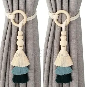 2pcs Tassel Curtain Tie Backs Wooden Bead Curtain Tiebacks