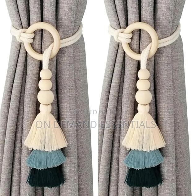 2pcs Tassel Curtain Tie Backs Wooden Bead Curtain Tiebacks
