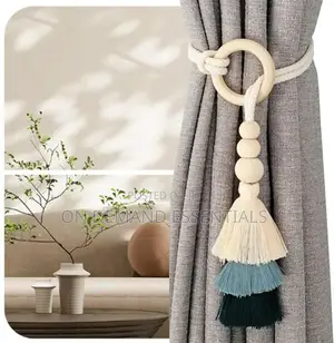 2pcs Tassel Curtain Tie Backs Wooden Bead Curtain Tiebacks