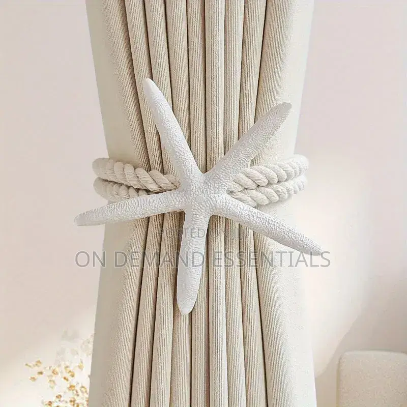 Adjustable Boho Curtain Tiebacks Handwoven Natural Starfish