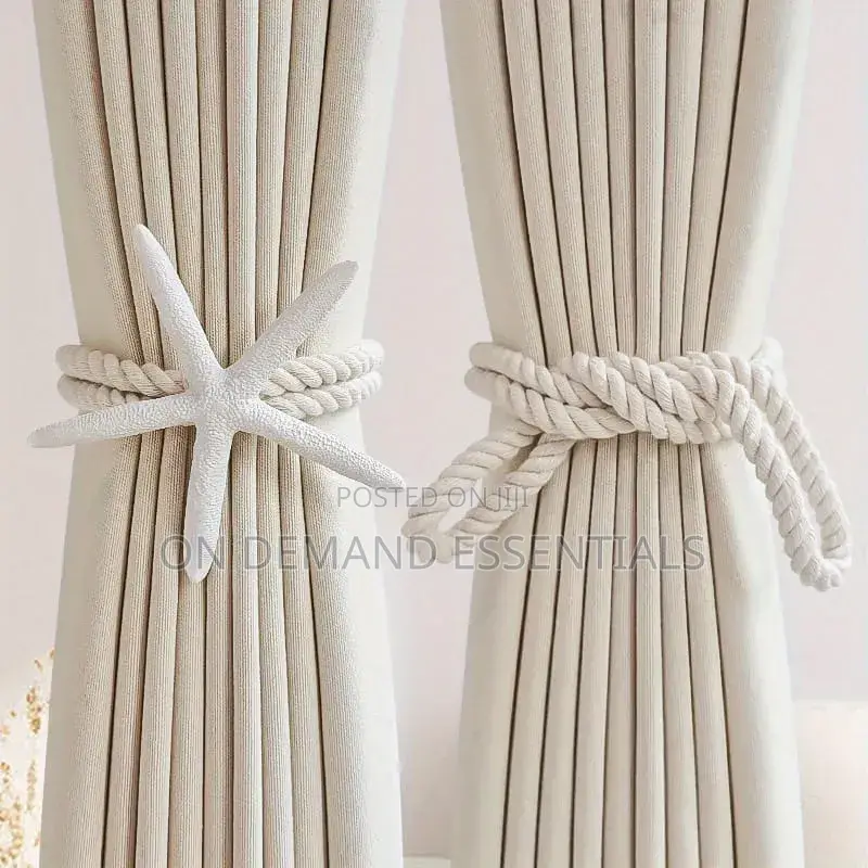 Adjustable Boho Curtain Tiebacks Handwoven Natural Starfish