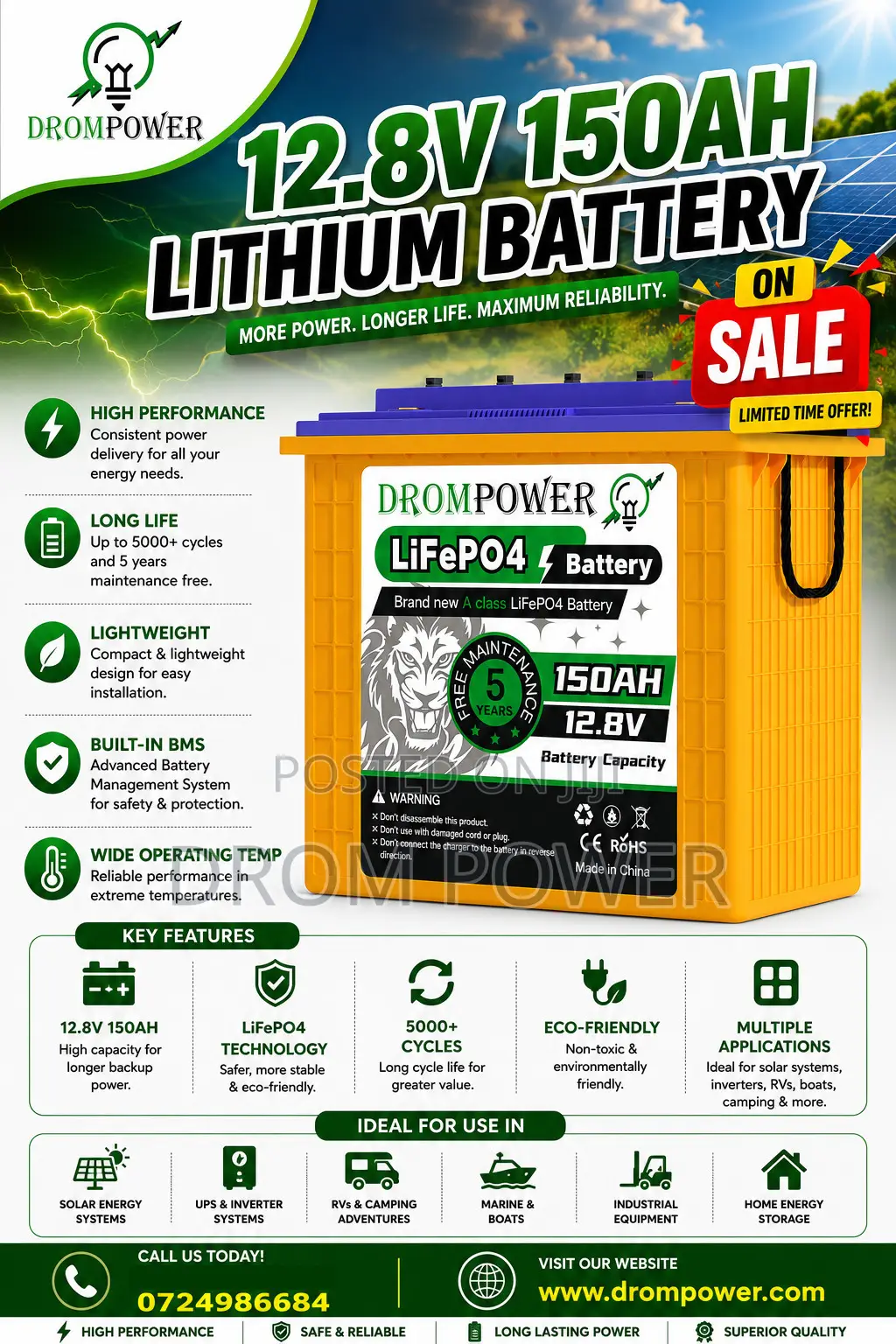 12V 100ah/150ah/200ah/250ah/300ah Lithium Battery
