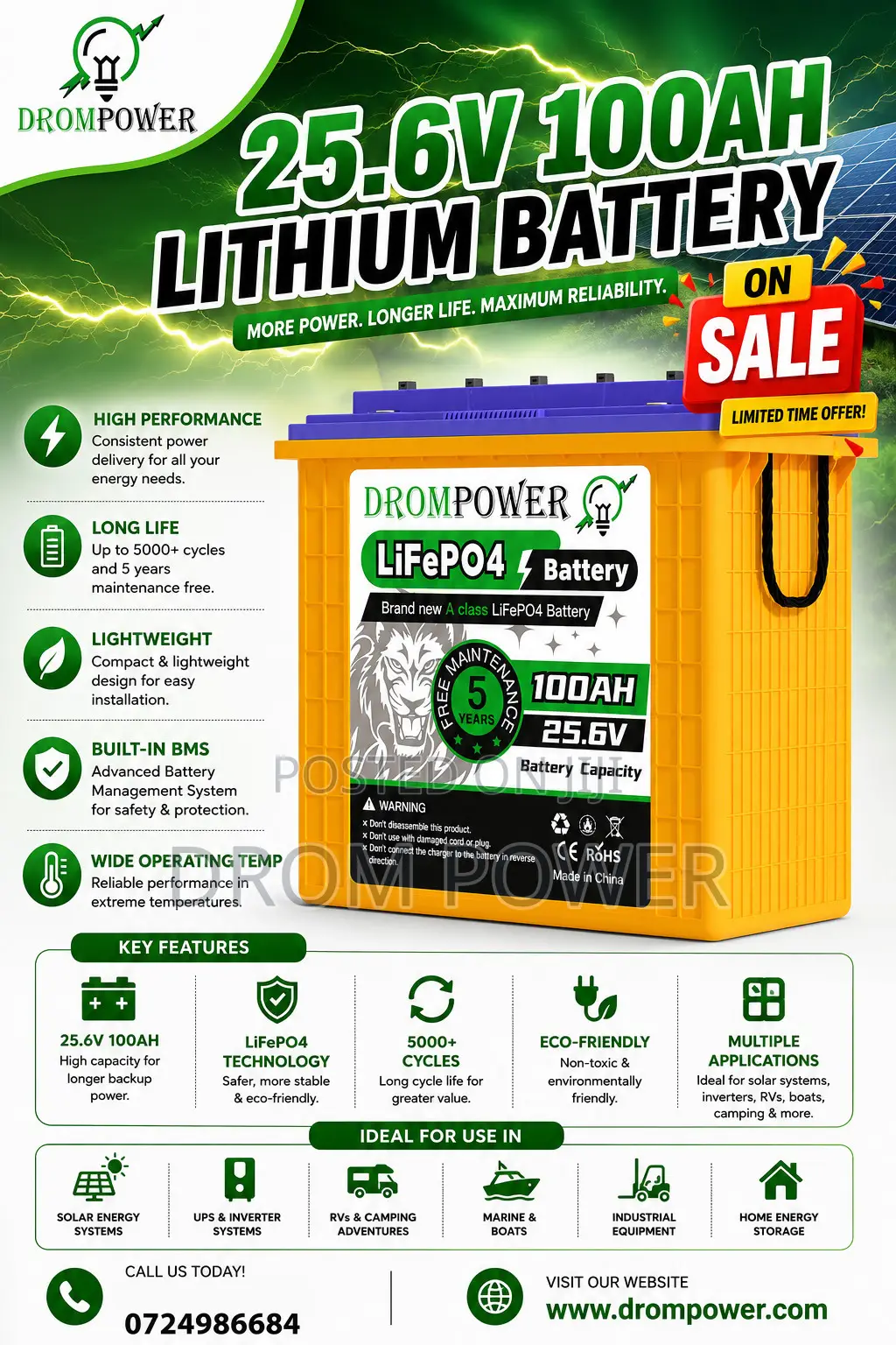 12V 100ah/150ah/200ah/250ah/300ah Lithium Battery