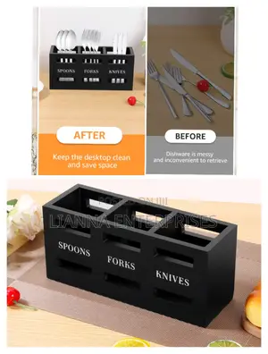 3 Compartment Eco-Friendly Wooden Cutlery Holder