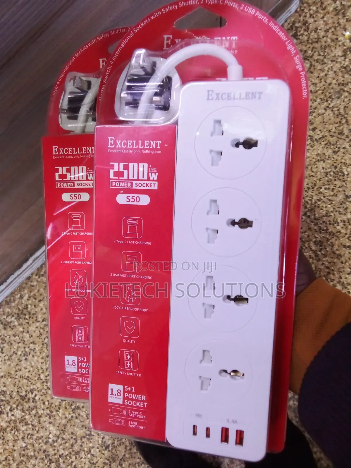Excellent Extension Cable With Type -C USB Ports 2500watts