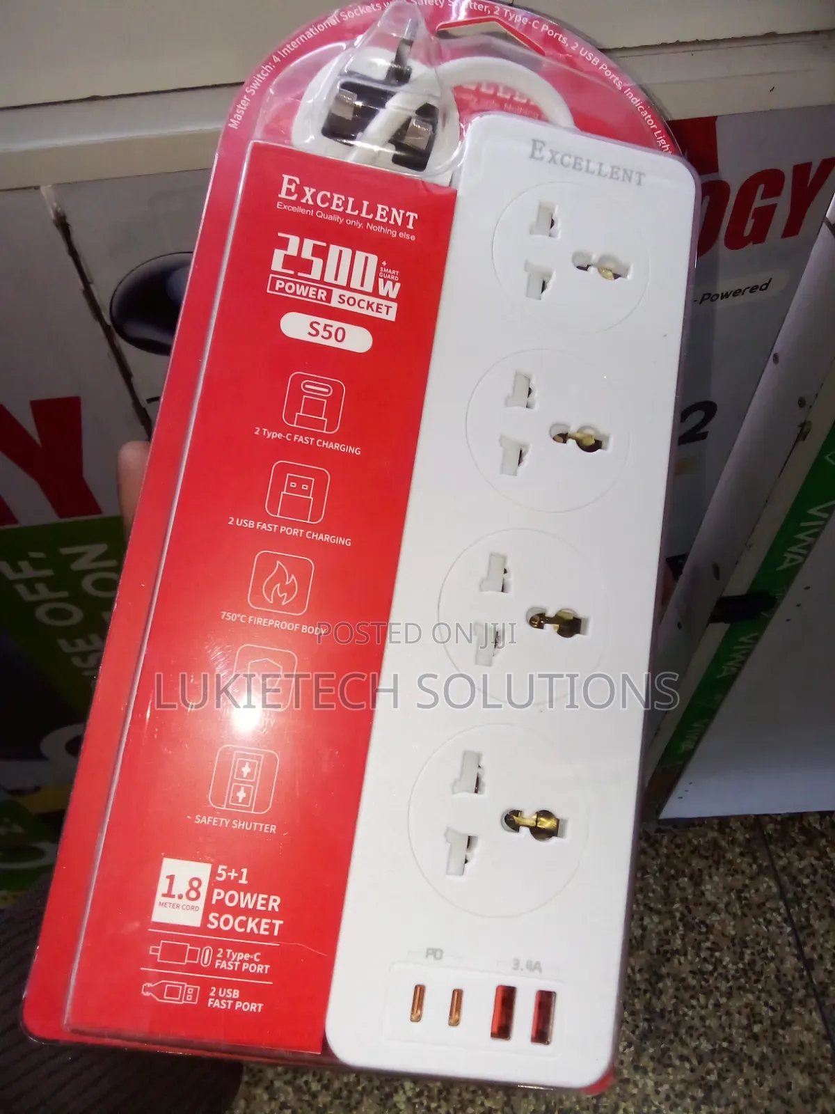 Extension Power Cable With Type C USB Ports High Quality 2500w