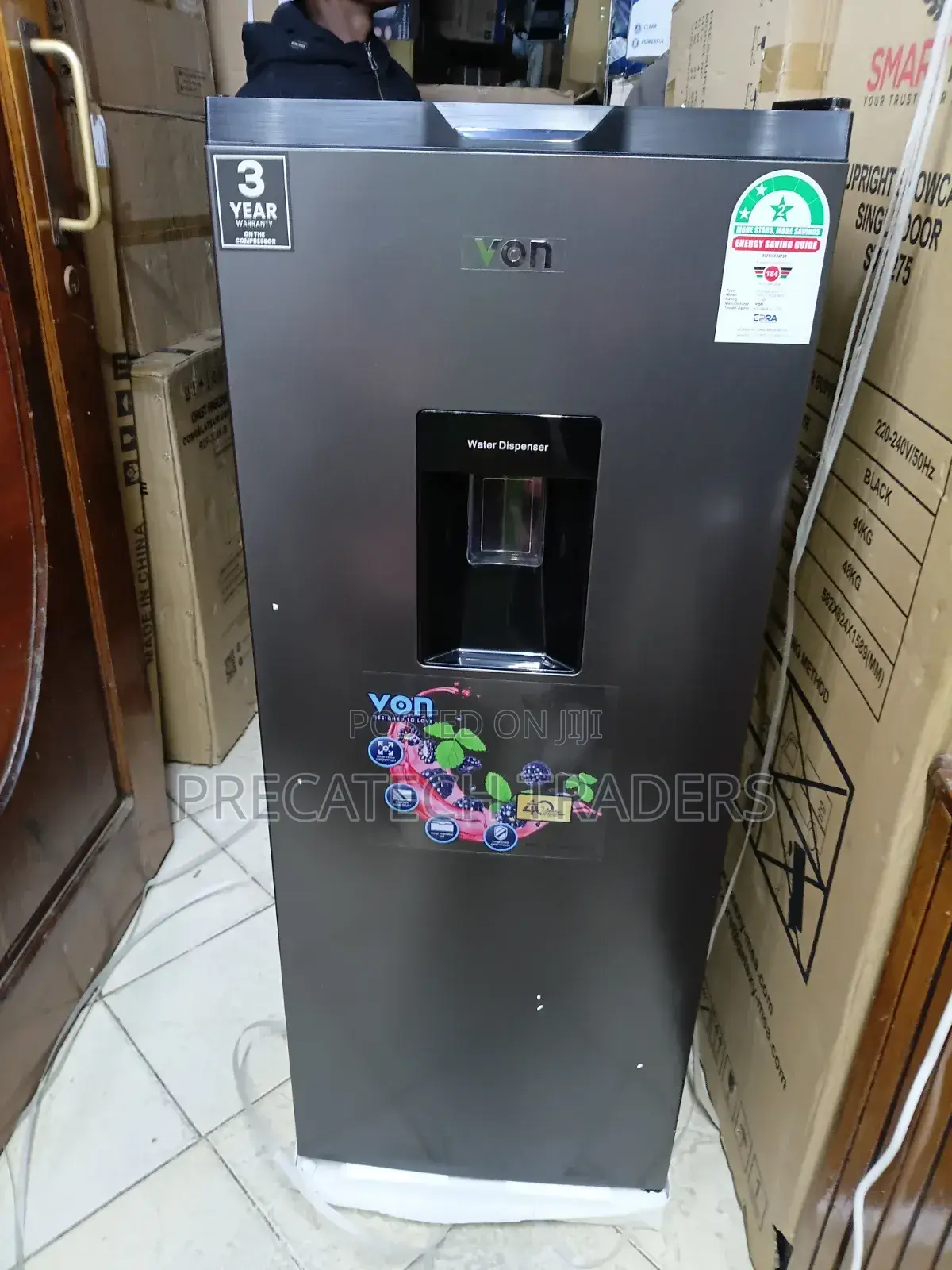 Von 176L Single Door Refrigerator With Water Dispenser