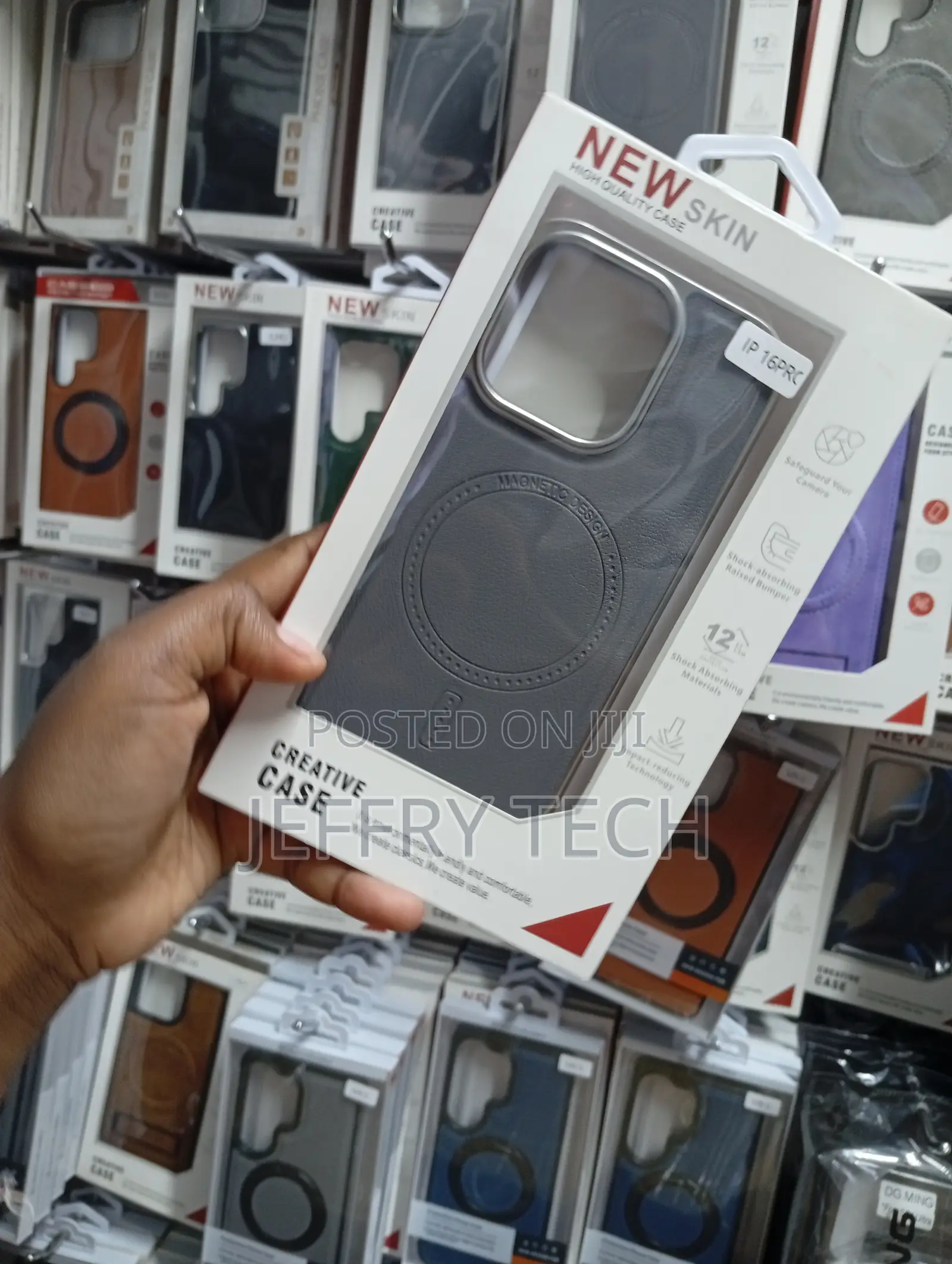 iPhone 16 Pro Max Matte Finish Gray Leather-Look Aesthetic Case