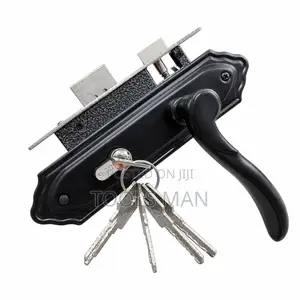 Black Executive Door Lock Set With Handles and Keys-GJS