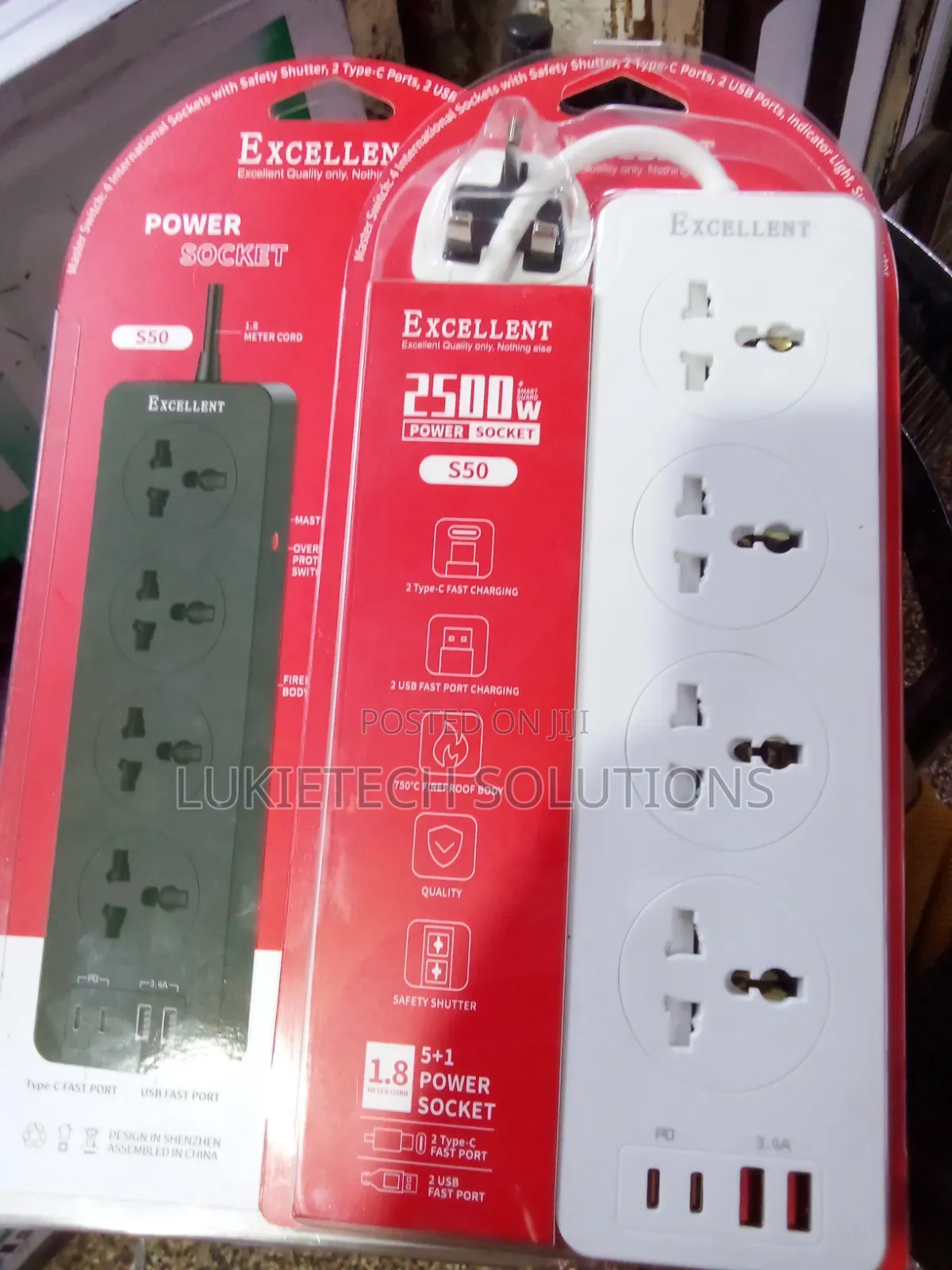 Excellent Extension Cable With Surge Protector 4 Ports 4 Way 2500watts