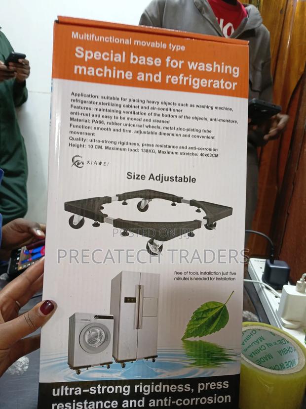 Adjustable Washing Machine Refrigerator Stand With Wheels - thumbnail 2