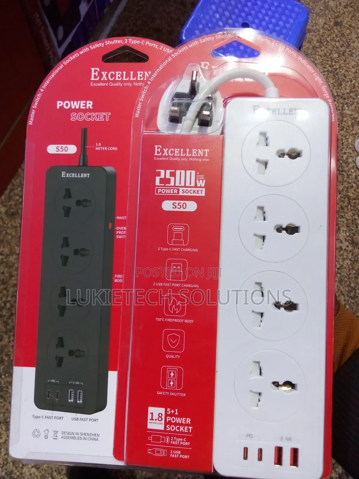 Excellent Extension Cable With Safety Shutter 2 Type -C 2 USB Surge