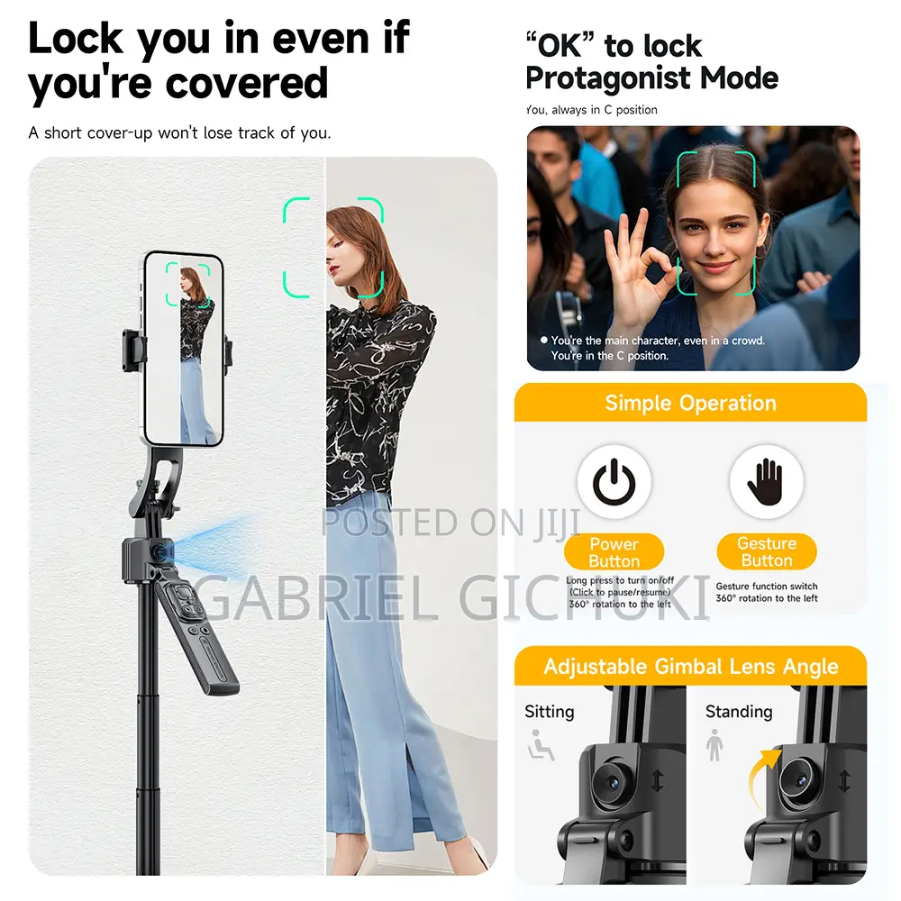 C17 AI Face Tracking Gesture Control Camera Tripod 360°