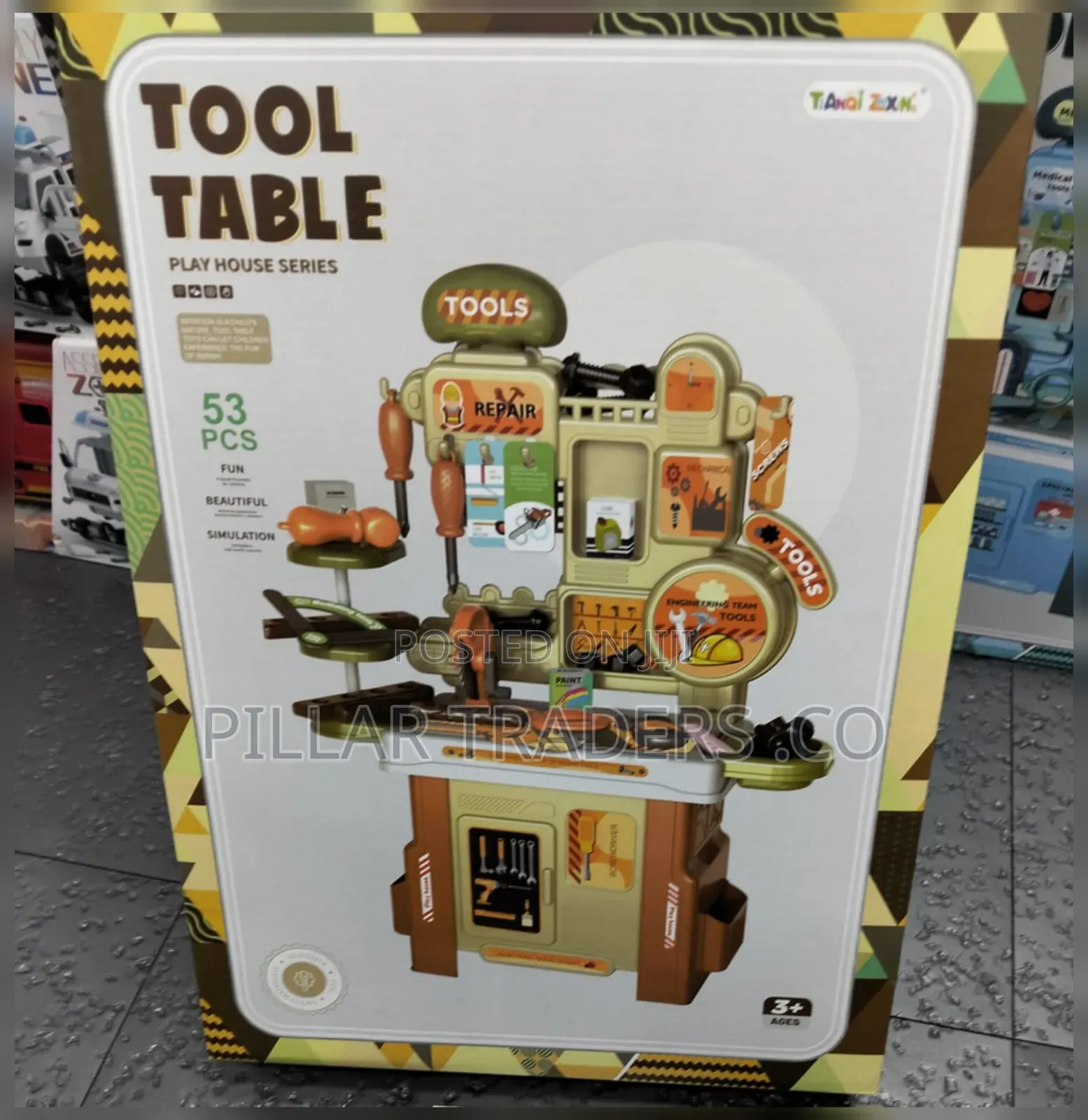 53PCS Kids Tool Workbench Play Set With Tools Accessories