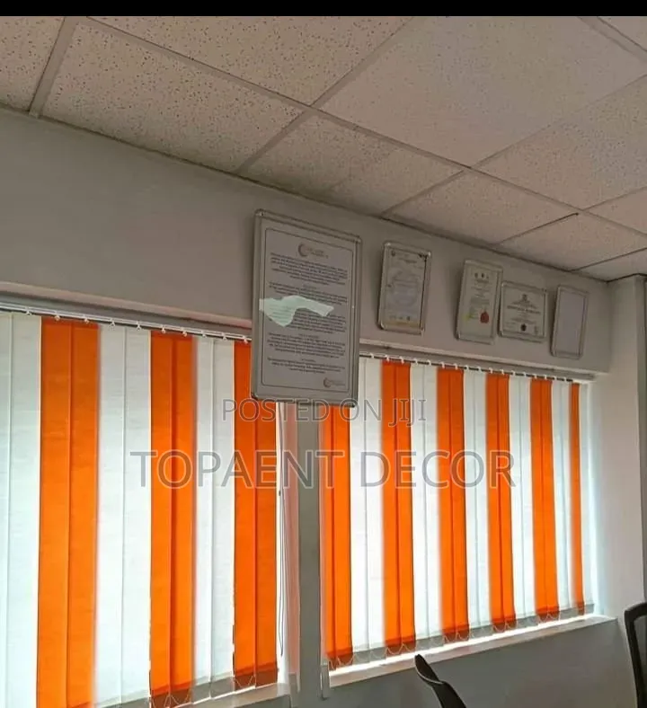 Orangered With White Vertical Window Blinds