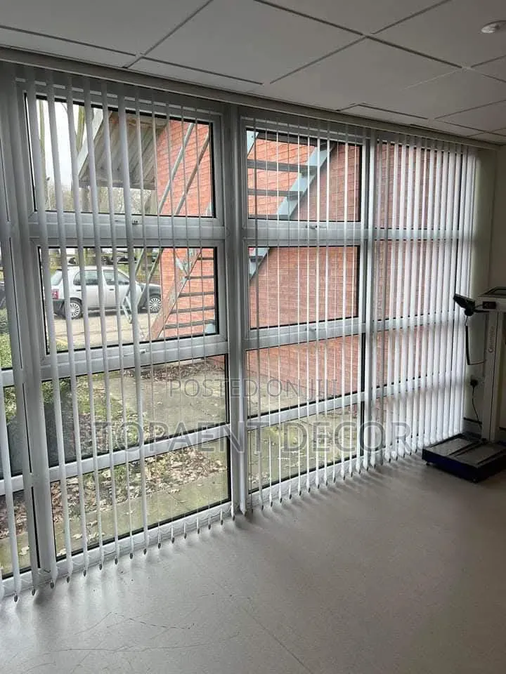 Orangered With White Vertical Window Blinds