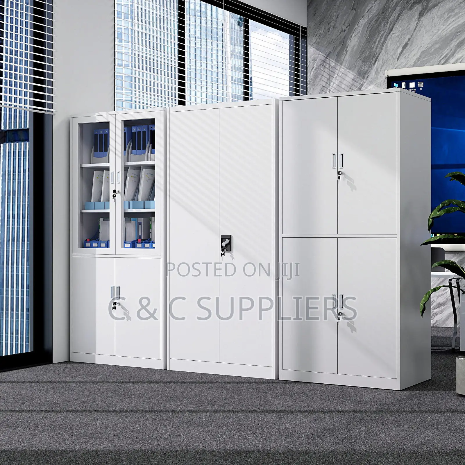 2-Door Full White Metallic Cabinet