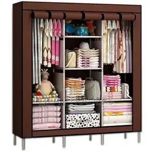 Portable Metallic Wardrobe _ 3 Column Grey Colour