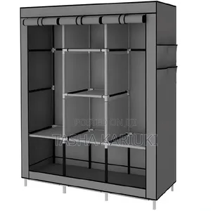 Portable Metallic Wardrobe _ 3 Column Grey Colour