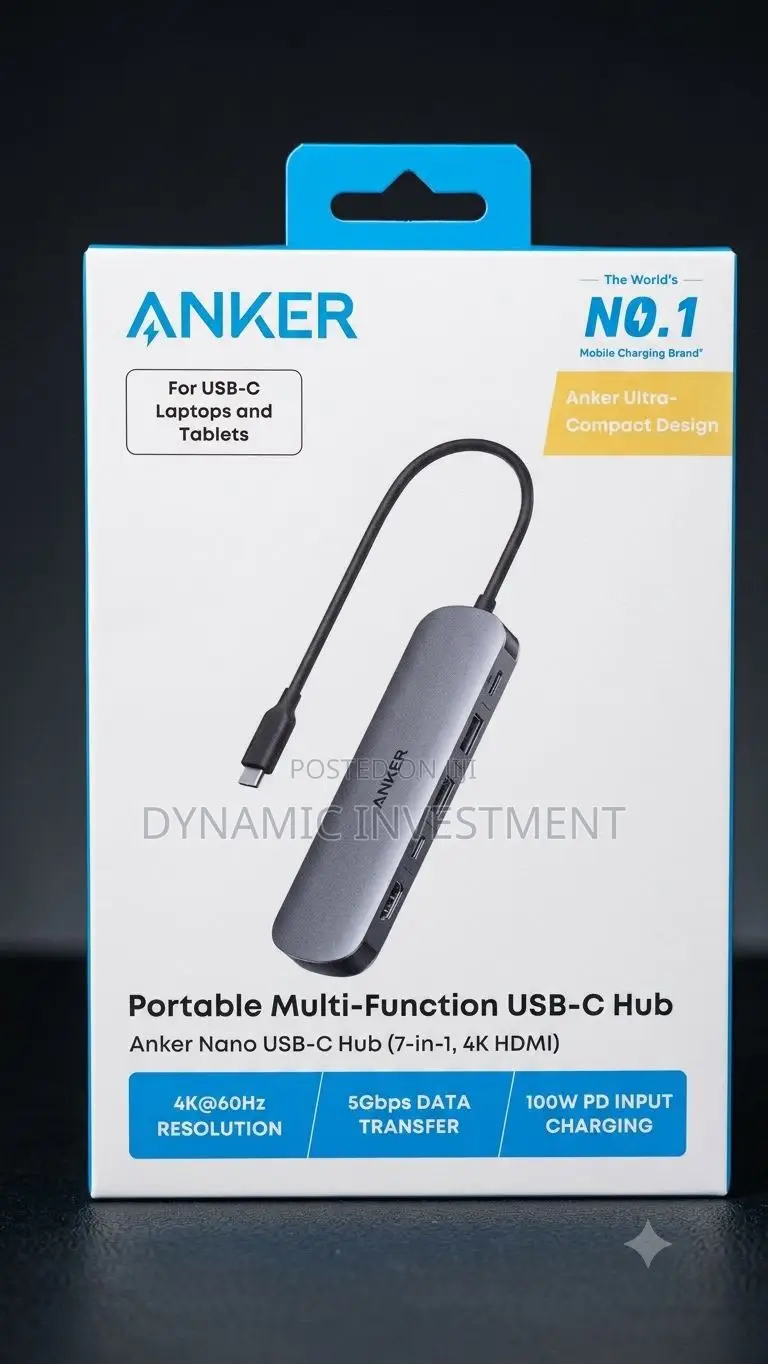 Anker Laptop Macbook Nano USB-C Hub 7-in-1, , HDMI 60Hz, 5Gbps
