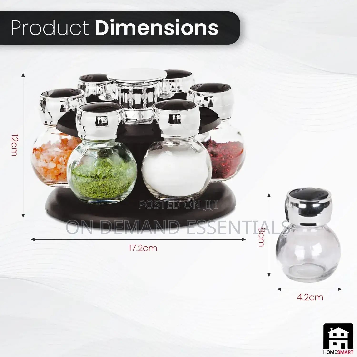 *Revolving Spice Rack | Glass Jar Bottles Set of 6 | Spice Jars
