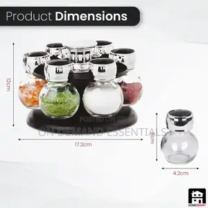 *Revolving Spice Rack | Glass Jar Bottles Set of 6 | Spice Jars